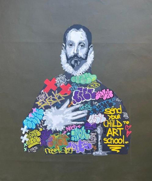Quiona+ (1987) - The Nobleman with His Hand on His Heart, Antiek en Kunst, Kunst | Schilderijen | Modern