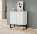 Meubella Dressoir wit 77 cm - Opbergkast 2 deuren, Huis en Inrichting, Verzenden, Nieuw, 25 tot 50 cm, 50 tot 100 cm