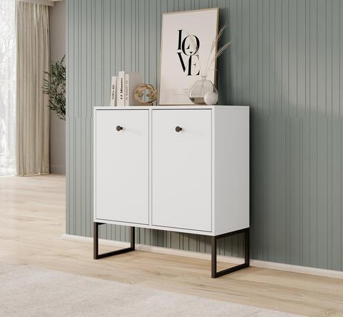 Meubella Dressoir wit 77 cm - Opbergkast 2 deuren, Huis en Inrichting, Kasten | Dressoirs, 25 tot 50 cm, Nieuw, 50 tot 100 cm