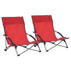 vidaXL Strandstoelen 2 st inklapbaar stof rood, Tuin en Terras, Tuinstoelen, Verzenden, Nieuw