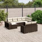 vidaXL 10-delige Loungeset met kussens poly rattan bruin, Tuin en Terras, Verzenden, Nieuw, Loungeset