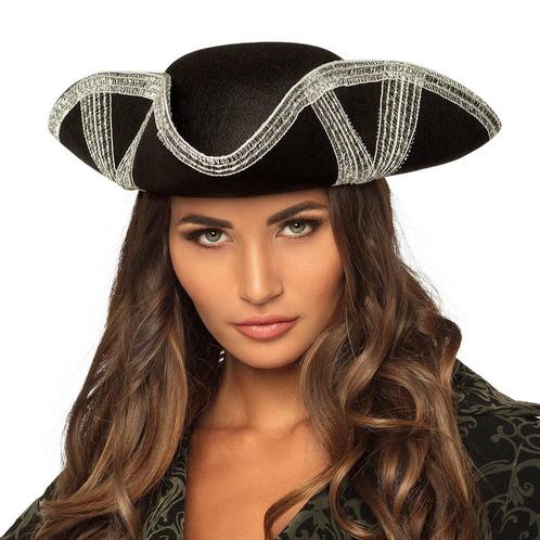 Piratenhoed Zwart Zilver, Hobby en Vrije tijd, Feestartikelen, Nieuw, Verzenden