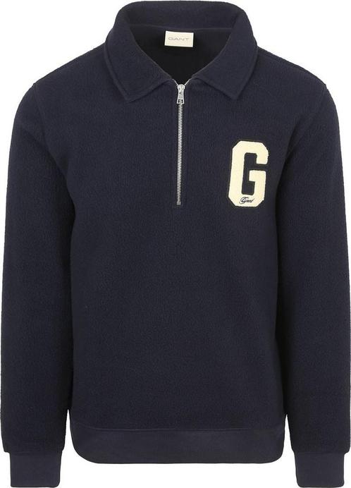 Gant Halfzip Trui Fleece Navy maat Maat 48/50 (M) Heren, Kleding | Heren, Truien en Vesten, Blauw, Nieuw, Maat 48/50 (M), Verzenden