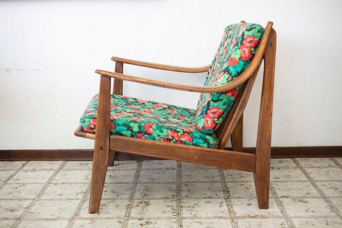 Fauteuil - Katoen, Teak, Antiek en Kunst, Kunst | Designobjecten