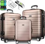 Tillvex® Reiskofferset - 3-delig - ABS- Kofferset - Roségoud, Handtassen en Accessoires, Koffers, Verzenden, Nieuw