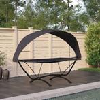 vidaXL Loungebed met luifel staal en oxford stof zwart, Tuin en Terras, Verzenden, Nieuw