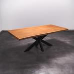 Boomstamtafel, Eettafel 210x108 massief hardhout, metaalpoot, 200 cm of meer, Nieuw, Robuust Modern, 100 tot 150 cm