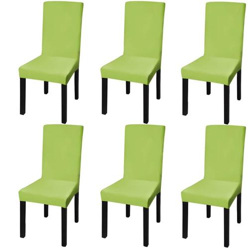 vidaXL Stoelhoezen 6 st stretch recht groen, Tuin en Terras, Tuinmeubel-accessoires, Nieuw, Verzenden