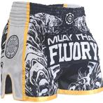 Fluory Sak Yant Tiger Muay Thai Kickboks Broek Zwart Goud, Vêtements | Hommes, Vechtsport, Verzenden
