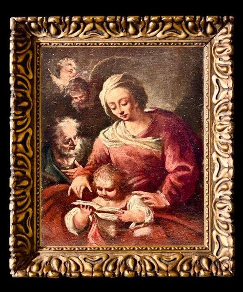 Italiaanse school (XVII) - Sacra Famiglia con angeli, Antiek en Kunst, Kunst | Schilderijen | Klassiek