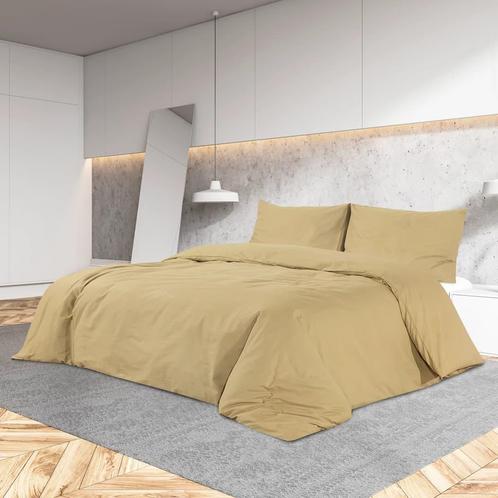 vidaXL Dekbedovertrekset 135x200 cm katoen taupe, Huis en Inrichting, Slaapkamer | Beddengoed, Nieuw, Verzenden