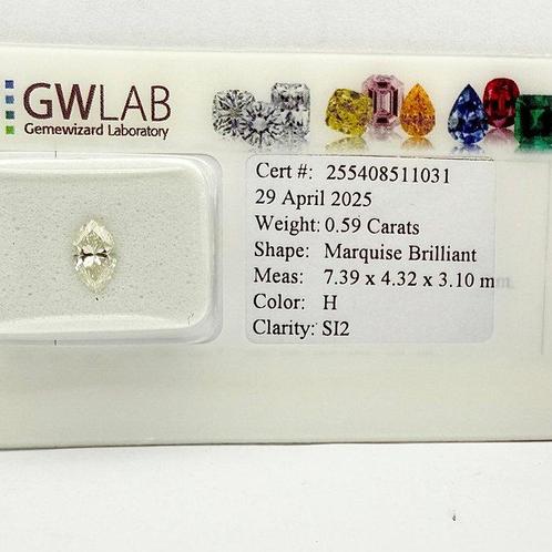 Sans Prix de Réserve - 1 pcs Diamant (Naturelle) - 0.59 ct -, Handtassen en Accessoires, Edelstenen