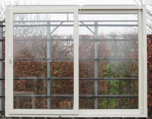 pvc schuifraam , schuifdeur , pui ,schuifpui 281 x 214 creme, Doe-het-zelf en Bouw, Raamkozijnen en Schuifdeuren, Inclusief glas