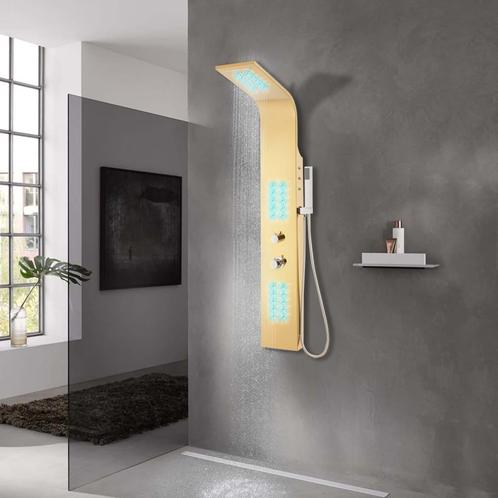 vidaXL Douchepaneel gebogen roestvrij staal 201 goudkleurig, Doe-het-zelf en Bouw, Sanitair, Nieuw, Verzenden