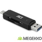 ACT USB 3.2 cardreader, SD/micro SD, USB-C of USB-A, zwart, Verzenden, Nieuw