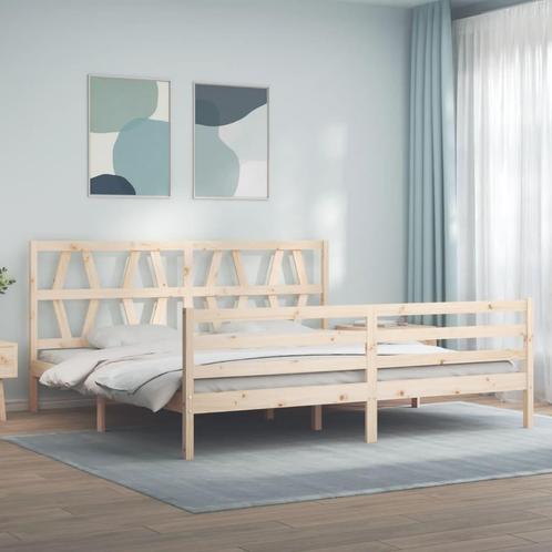 vidaXL Bedframe met hoofdbord massief hout 200x200 cm, Maison & Meubles, Chambre à coucher | Lits, Envoi