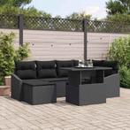 vidaXL Tuinbank Set 7 pcs Zwart Poly Rattan en Poedergecoat, Tuin en Terras, Verzenden, Nieuw
