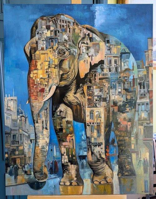 Wilhem Von Kalisz (XX-XXI) - The Elephant’s Timeless City, Antiek en Kunst, Kunst | Schilderijen | Klassiek
