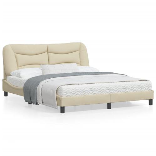vidaXL Cadre de lit avec lumières LED crème 160 x 200 cm, Maison & Meubles, Chambre à coucher | Lits, Neuf, Envoi