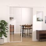 vidaXL Schuifdeur 76x205 cm ESG-glas en aluminium wit, Doe-het-zelf en Bouw, Deuren en Vliegenramen, Verzenden, Nieuw
