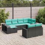 vidaXL 10-delige Loungeset met kussens poly rattan zwart, Tuin en Terras, Verzenden, Nieuw, Loungeset