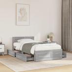 vidaXL Bedframe met hoofdeinde bewerkt hout betongrijs, Huis en Inrichting, Slaapkamer | Bedden, Verzenden, Nieuw