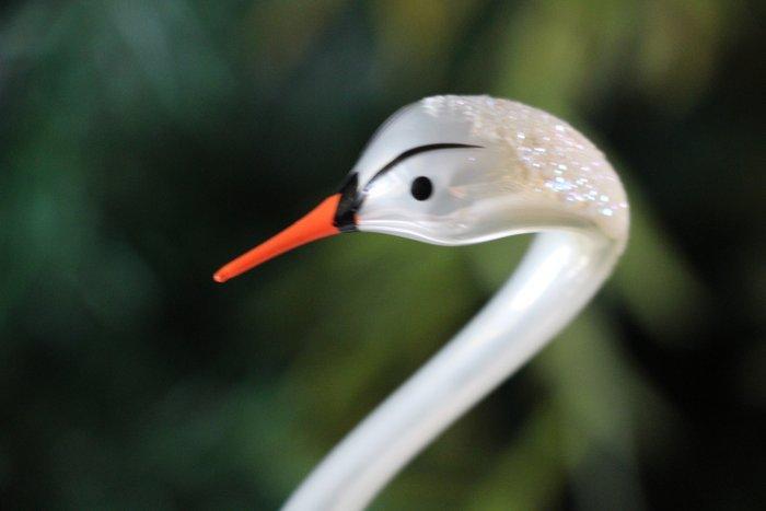 Glazen witte zwaan op knijper, vintage - Kerstballen Krebs, Diversen, Kerst