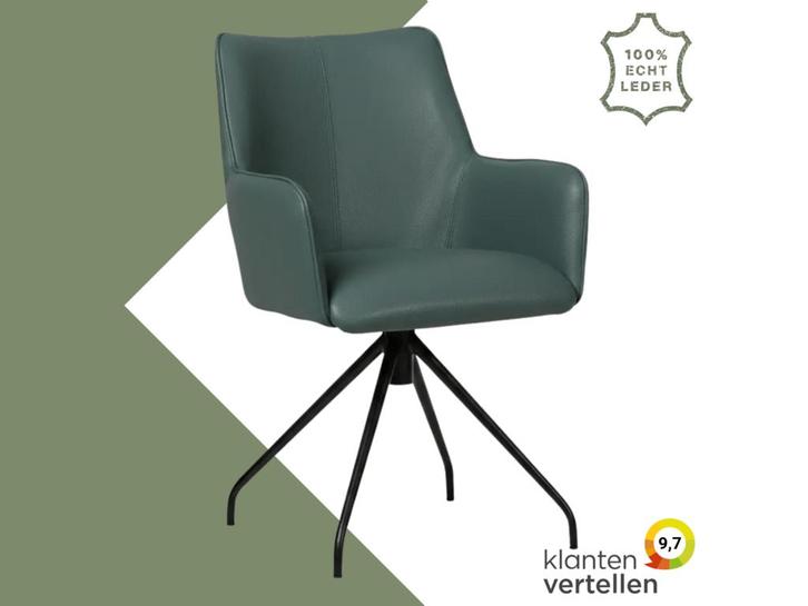 Leren eetkamerstoel Wave - Toledo Whale (blauw/grijs) -, Huis en Inrichting, Stoelen, Blauw, Eén, Nieuw, Leer, Ophalen of Verzenden