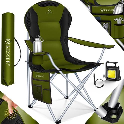 Campingstoel tot 150 kg – kampeerstoel met bekerhouder en, Caravans en Kamperen, Kampeeraccessoires, Verzenden