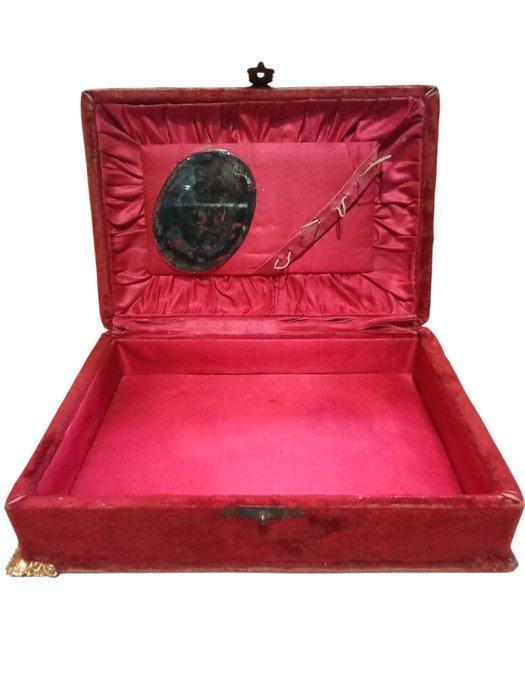 Sieradendoos - Fluweel - Sieradenkistje/naai-doos, Antiek en Kunst, Curiosa en Brocante