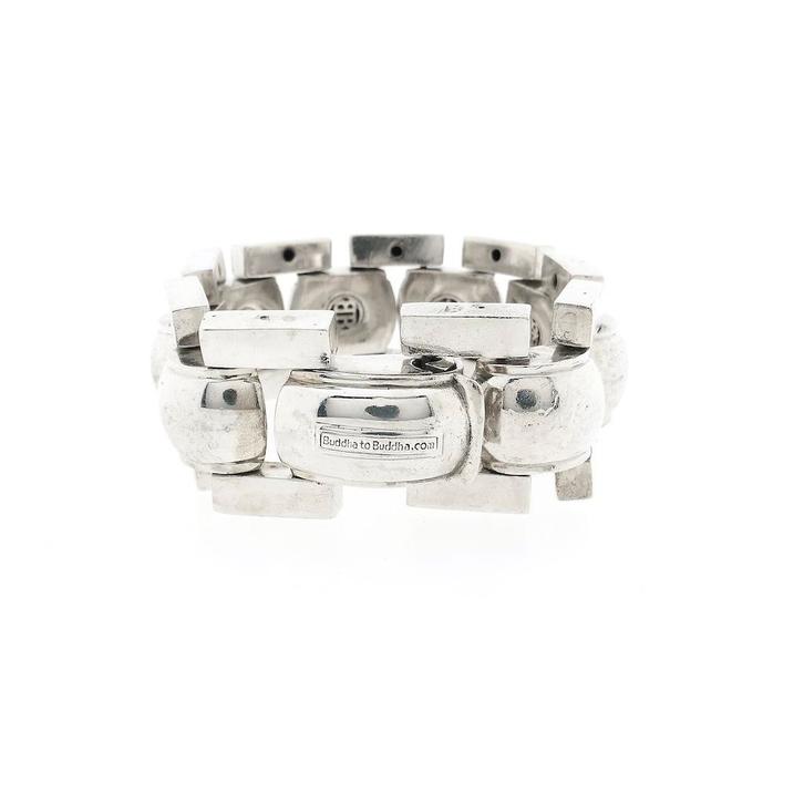 Zilveren robuuste Buddha to Buddha armband; Batul | 23,5 cm, Handtassen en Accessoires, Armbanden, Overige kleuren, Gebruikt, Zilver