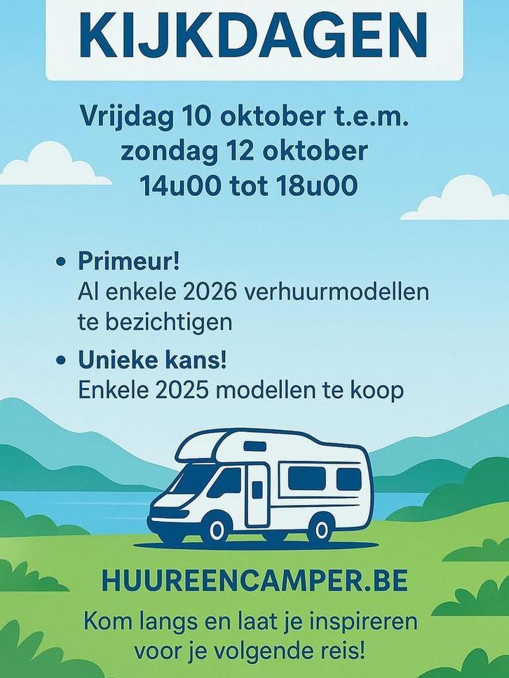 Kom naar onze kijkdagen en ontdek nog enkele mooie occassies, Caravans en Kamperen, Mobilhomes