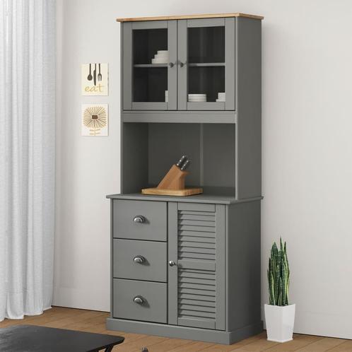 vidaXL Dessus de commode VIGO gris 78x30x100 cm bois, Maison & Meubles, Armoires | Dressoirs, Neuf, Envoi