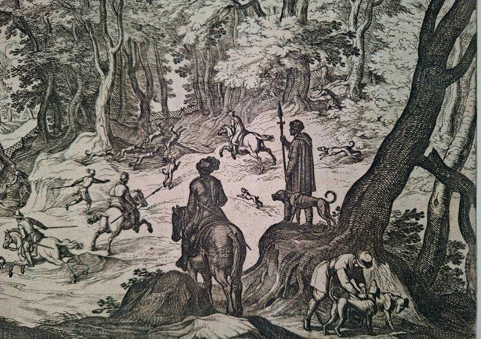Antonio Tempesta (1555-1630) - Deer and a Wild Boar Hunt., Antiek en Kunst, Antiek | Overige Antiek