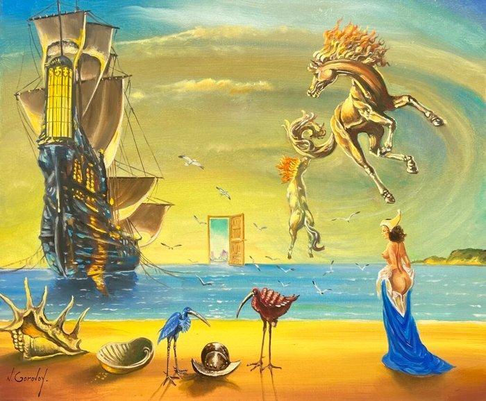 Nikolay Gorovoy - A hasty departure, Antiek en Kunst, Kunst | Schilderijen | Klassiek