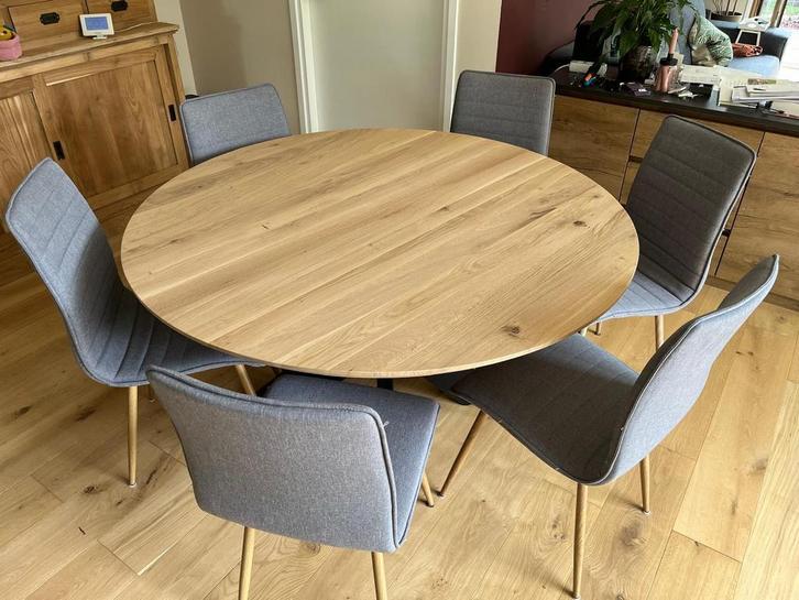 Ronde eiken eettafels, Huis en Inrichting, Tafels | Eettafels, 100 tot 150 cm, 100 tot 150 cm, Rond, Vijf personen of meer, Nieuw
