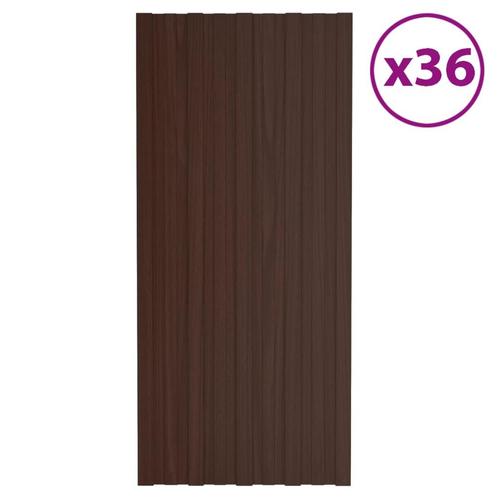 vidaXL Dakpanelen 36 st 100x45 cm gegalvaniseerd staal bruin, Doe-het-zelf en Bouw, Dakpannen en Dakbedekking, Nieuw, Verzenden