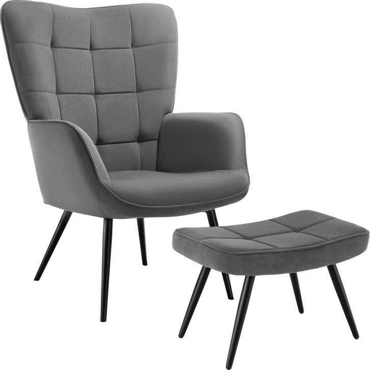 tectake Fauteuil Hygge gestoffeerd, ergonomisch, draagkracht, Huis en Inrichting, Stoelen, Verzenden