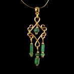 Oud-Romeins Bracelet, Pendant, met Romeinse glazen kralen, Antiek en Kunst