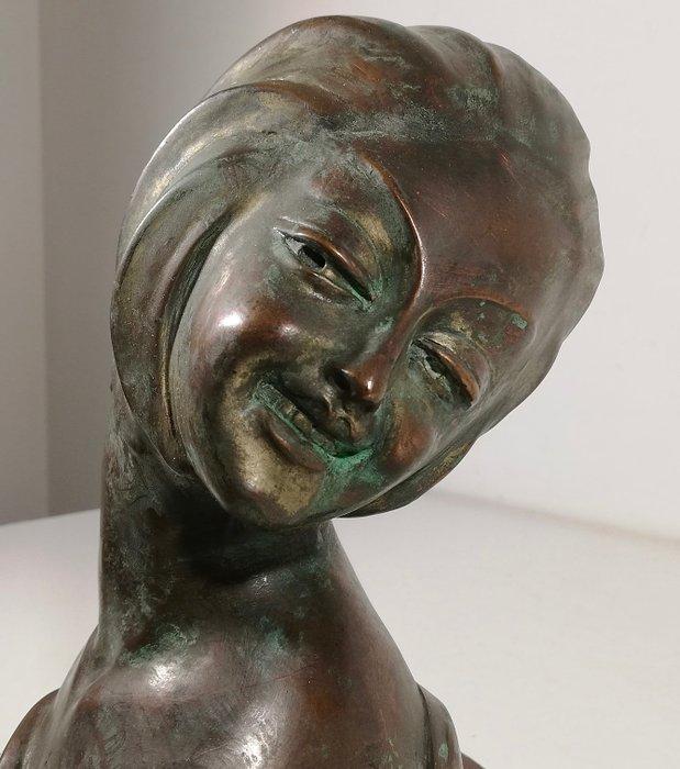 sculptuur, Female bust Art Déco - 26 cm - Terracotta met, Antiek en Kunst, Kunst | Designobjecten