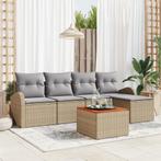 vidaXL 6-delige tuinset met kussens in beige poly rattan en, Tuin en Terras, Verzenden, Nieuw, Tuinset