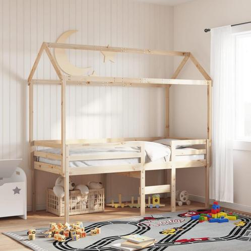 vidaXL Hoogslaper met dak massief grenenhout 90x190 cm, Huis en Inrichting, Slaapkamer | Bedden, Nieuw, Verzenden