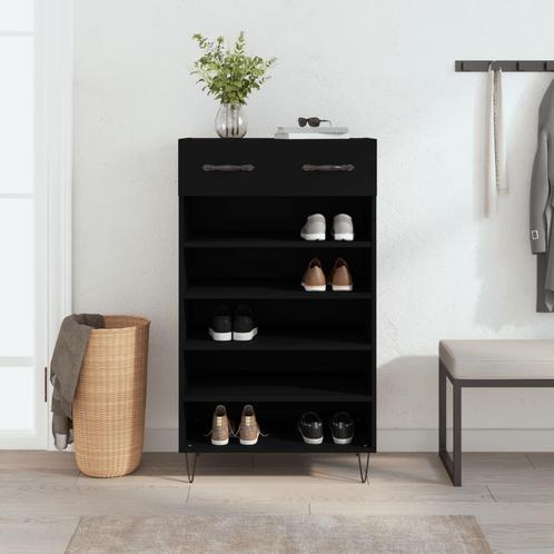 vidaXL Schoenenkast 60x35x105 cm bewerkt hout zwart, Huis en Inrichting, Kasten | Overige, Nieuw, Verzenden