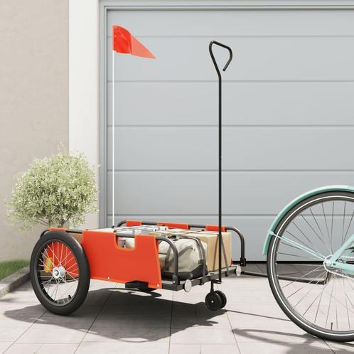 vidaXL Fietstrailer oxford stof en ijzer oranje en zwart, Fietsen en Brommers, Fietsaccessoires | Aanhangwagens en Karren, Nieuw