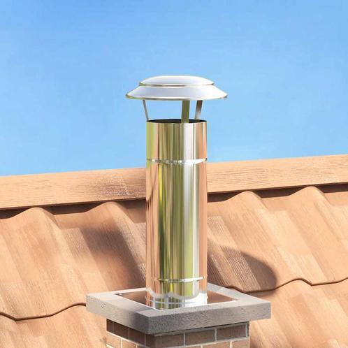 vidaXL Schouw Verlengstuk Zilver 25 x 25 x 65 cm Roestvrij, Huis en Inrichting, Kachels, Nieuw, Verzenden