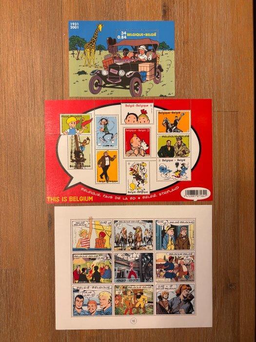België - Lot postzegelblaadjes o.a. Tintin - Kuifje,, Timbres & Monnaies, Timbres | Europe | Belgique