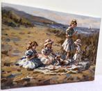 Francis Cristaux (1950) - Dans les Dunes - Fillettes et leur, Antiek en Kunst, Kunst | Schilderijen | Klassiek