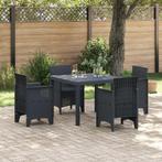 vidaXL 5-delige Tuin Eettafelset Anthraciet Poly Rattan, Tuin en Terras, Tuintafels, Verzenden, Nieuw