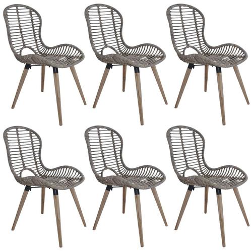 vidaXL Eetkamerstoelen 6 st natuurlijk rattan bruin, Huis en Inrichting, Stoelen, Nieuw, Verzenden