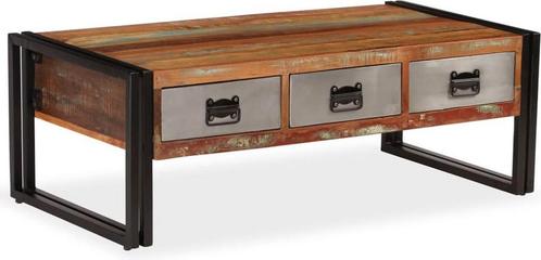 vidaXL Salontafel met 3 lades - 100x50x35 - cm - massief -, Huis en Inrichting, Tafels | Salontafels, Verzenden